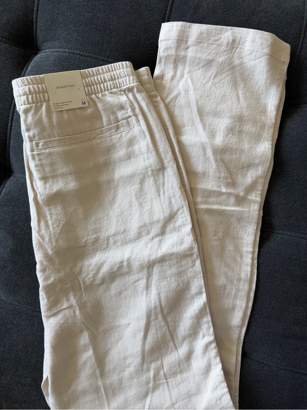 Banana Republic Cream Straight Leg Pants with Elastic Waist